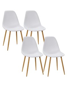 HOMCOM Dining Chairs Set of 4, Modern Armless Kitchen Chairs with Curved Back, Metal Legs for Bedroom Living Room, White 835-528