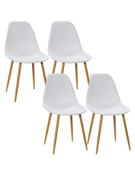 HOMCOM Dining Chairs Set of 4, Modern Armless Kitchen Chairs with Curved Back, Metal Legs for Bedroom Living Room, White 835-528 - pic 68884 | FastDaddyshop