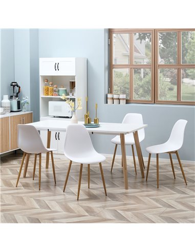 HOMCOM Dining Chairs Set of 4, Modern Armless Kitchen Chairs with Curved Back, Metal Legs for Bedroom Living Room, White 835-528
