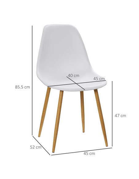 HOMCOM Dining Chairs Set of 4, Modern Armless Kitchen Chairs with Curved Back, Metal Legs for Bedroom Living Room, White 835-528 - pic 68886 | FastDaddyshop