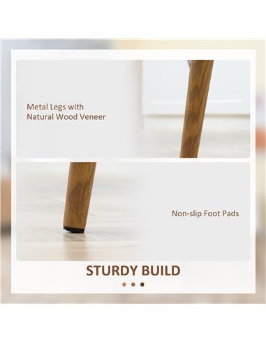 HOMCOM Dining Chairs Set of 4, Modern Armless Kitchen Chairs with Curved Back, Metal Legs for Bedroom Living Room, White 835-528