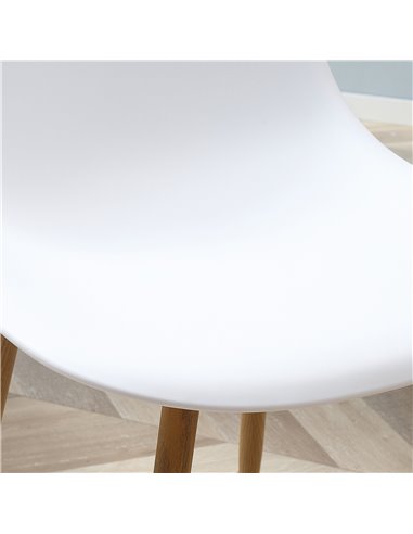 HOMCOM Dining Chairs Set of 4, Modern Armless Kitchen Chairs with Curved Back, Metal Legs for Bedroom Living Room, White 835-528
