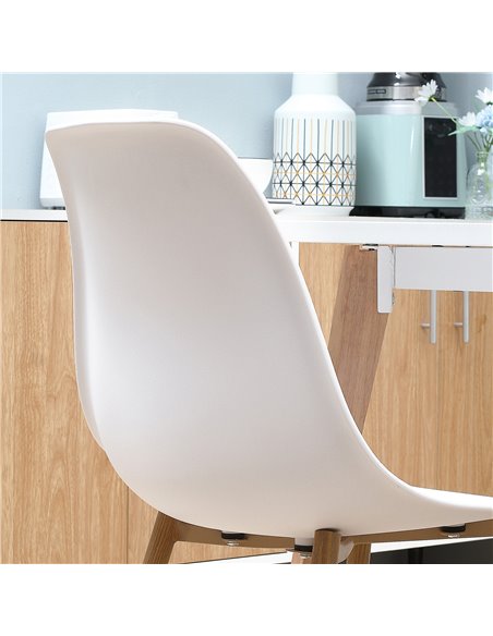 HOMCOM Dining Chairs Set of 4, Modern Armless Kitchen Chairs with Curved Back, Metal Legs for Bedroom Living Room, White 835-528 - pic 68892 | FastDaddyshop