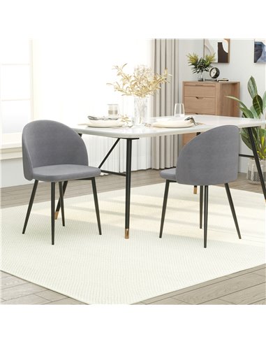 HOMCOM Dining Chairs Set of 2 Contemporary Design for Office Dining Kitchen w/Soft Fabric Seat and Back Living Room - Grey 835-1