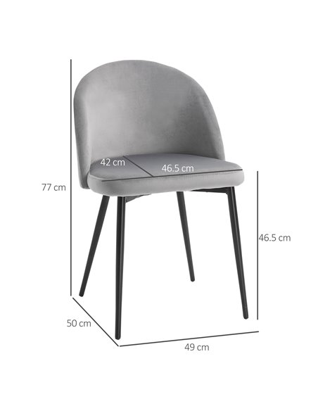 HOMCOM Dining Chairs Set of 2 Contemporary Design for Office Dining Kitchen w/Soft Fabric Seat and Back Living Room - Grey 835-1 - pic 68904 | FastDaddyshop