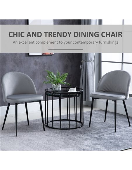 HOMCOM Dining Chairs Set of 2 Contemporary Design for Office Dining Kitchen w/Soft Fabric Seat and Back Living Room - Grey 835-1 - pic 68905 | FastDaddyshop