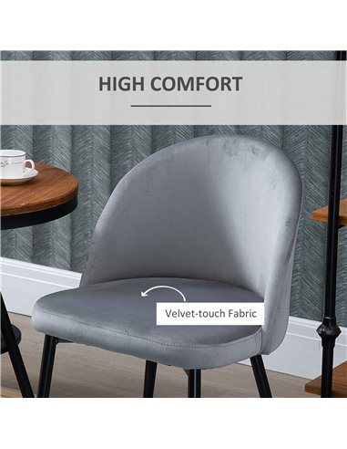 HOMCOM Dining Chairs Set of 2 Contemporary Design for Office Dining Kitchen w/Soft Fabric Seat and Back Living Room - Grey 835-1