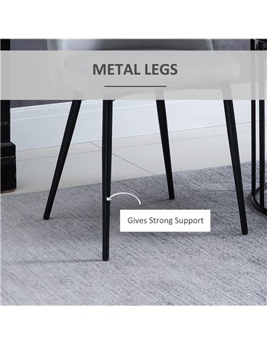 HOMCOM Dining Chairs Set of 2 Contemporary Design for Office Dining Kitchen w/Soft Fabric Seat and Back Living Room - Grey 835-1