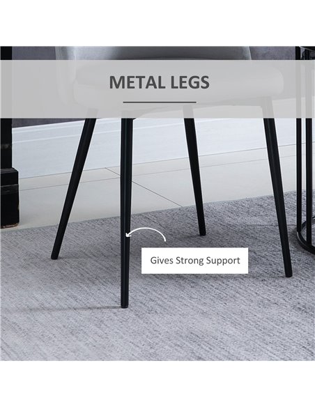 HOMCOM Dining Chairs Set of 2 Contemporary Design for Office Dining Kitchen w/Soft Fabric Seat and Back Living Room - Grey 835-1 - pic 68907 | FastDaddyshop