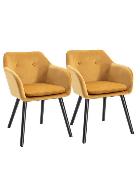 HOMCOM Dining Chairs Set of 2 Modern Upholstered Fabric Chairs, Yellow 835-140V70LR - pic 68911 | FastDaddyshop