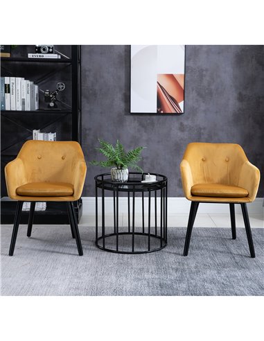 HOMCOM Dining Chairs Set of 2 Modern Upholstered Fabric Velvet-Touch Leisure Chairs with Backrest and Armrests, Lounge Reception