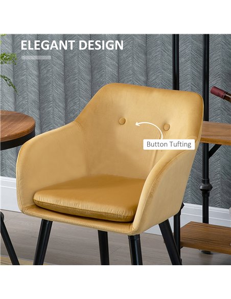 HOMCOM Dining Chairs Set of 2 Modern Upholstered Fabric Velvet-Touch Leisure Chairs with Backrest and Armrests, Lounge Reception - pic 68915 | FastDaddyshop