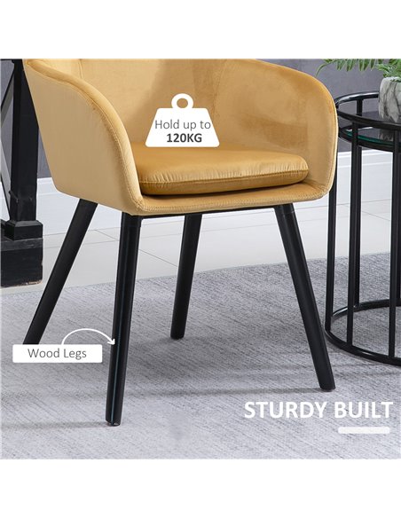 HOMCOM Dining Chairs Set of 2 Modern Upholstered Fabric Velvet-Touch Leisure Chairs with Backrest and Armrests, Lounge Reception - pic 68916 | FastDaddyshop