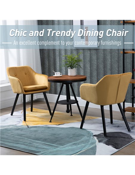 HOMCOM Dining Chairs Set of 2 Modern Upholstered Fabric Velvet-Touch Leisure Chairs with Backrest and Armrests, Lounge Reception - pic 68917 | FastDaddyshop