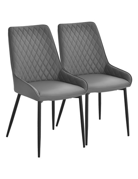 HOMCOM Set Of 2 Quilted PU Leather Dining Chairs, Grey 835-188V71GY - pic 68920 | FastDaddyshop