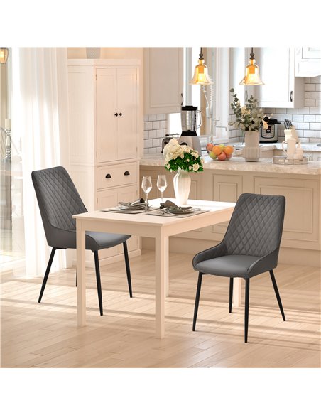 HOMCOM Set Of 2 Quilted PU Leather Dining Chairs with Metal Frame 4 Legs Foot Caps Home Seating Modern Stylish Executive Grey 83 - pic 68921 | FastDaddyshop