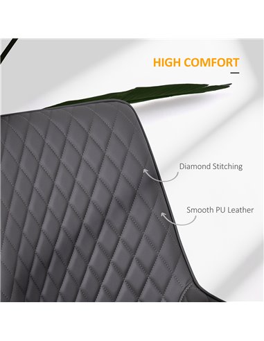 HOMCOM Set Of 2 Quilted PU Leather Dining Chairs with Metal Frame 4 Legs Foot Caps Home Seating Modern Stylish Executive Grey 83