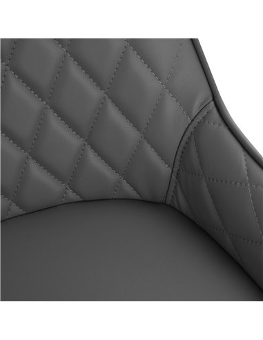 HOMCOM Set Of 2 Quilted PU Leather Dining Chairs with Metal Frame 4 Legs Foot Caps Home Seating Modern Stylish Executive Grey 83