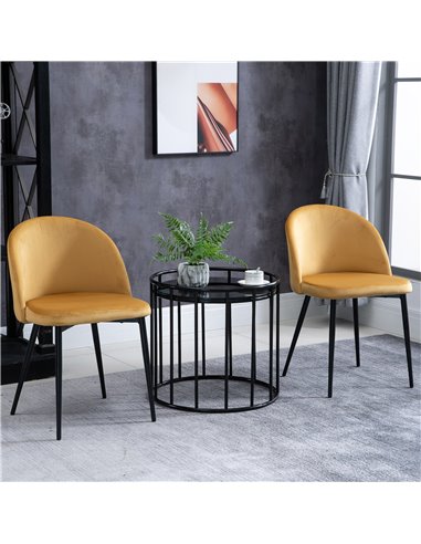 HOMCOM Dining Chairs Set of 2 Contemporary Design for Office Dining Kitchen w/Soft Fabric Seat and Back Living Room - Yellow 835