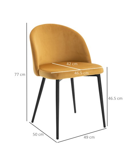 HOMCOM Dining Chairs Set of 2 Contemporary Design for Office Dining Kitchen w/Soft Fabric Seat and Back Living Room - Yellow 835 - pic 68931 | FastDaddyshop