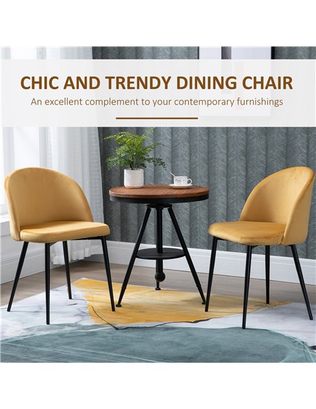 HOMCOM Dining Chairs Set of 2 Contemporary Design for Office Dining Kitchen w/Soft Fabric Seat and Back Living Room - Yellow 835 - pic 68932 | FastDaddyshop