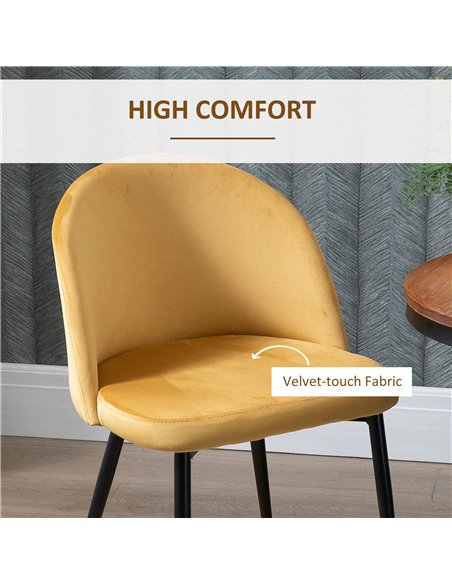 HOMCOM Dining Chairs Set of 2 Contemporary Design for Office Dining Kitchen w/Soft Fabric Seat and Back Living Room - Yellow 835 - pic 68933 | FastDaddyshop
