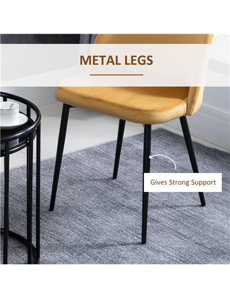 HOMCOM Dining Chairs Set of 2 Contemporary Design for Office Dining Kitchen w/Soft Fabric Seat and Back Living Room - Yellow 835 - pic 68934 | FastDaddyshop