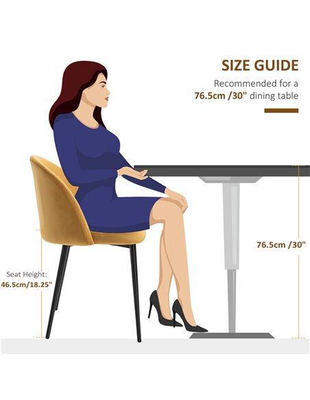 HOMCOM Dining Chairs Set of 2 Contemporary Design for Office Dining Kitchen w/Soft Fabric Seat and Back Living Room - Yellow 835 - pic 68935 | FastDaddyshop
