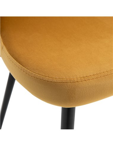 HOMCOM Dining Chairs Set of 2 Contemporary Design for Office Dining Kitchen w/Soft Fabric Seat and Back Living Room - Yellow 835