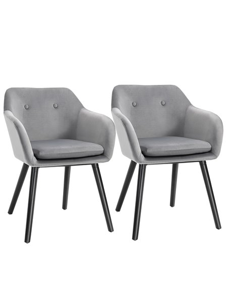 HOMCOM Dining Chairs Set of 2 Modern Upholstered Fabric Chairs, Grey 835-140V70GY - pic 68938 | FastDaddyshop