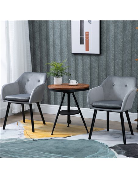 HOMCOM Dining Chairs Set of 2 Modern Upholstered Fabric Velvet-Touch Leisure Chairs with Backrest Armrests, Lounge Reception for - pic 68939 | FastDaddyshop