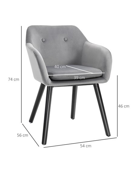 HOMCOM Dining Chairs Set of 2 Modern Upholstered Fabric Velvet-Touch Leisure Chairs with Backrest Armrests, Lounge Reception for - pic 68940 | FastDaddyshop