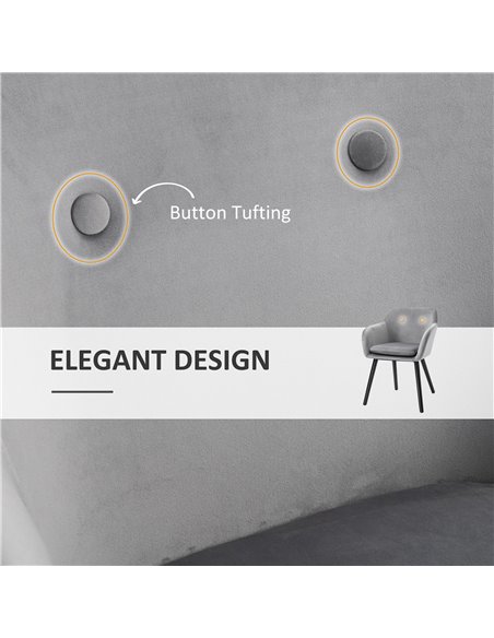 HOMCOM Dining Chairs Set of 2 Modern Upholstered Fabric Velvet-Touch Leisure Chairs with Backrest Armrests, Lounge Reception for - pic 68941 | FastDaddyshop