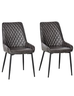 HOMCOM Retro Dining Chair Set of 2, PU Leather Upholstered Side Chairs, Grey 835-377V71GY