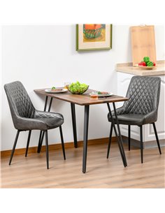 HOMCOM Retro Dining Chair Set of 2, PU Leather Upholstered Side Chairs, Grey 835-377V71GY 2