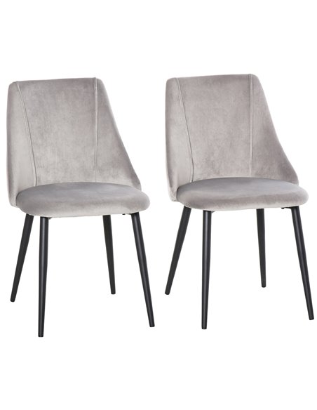 HOMCOM Dining Chairs Set of 2, Modern Upholstered Velvet-Touch Fabric Accent High Back Chairs with Metal Legs, Grey 835-380V71LG - pic 69010 | FastDaddyshop