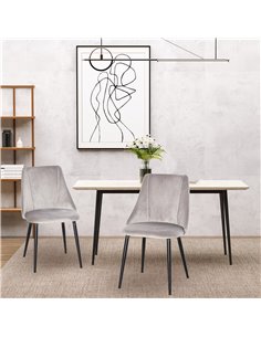 HOMCOM Dining Chairs Set of 2, Modern Upholstered Velvet-Touch Fabric Accent High Back Chairs with Metal Legs, Grey 835-380V71LG 2
