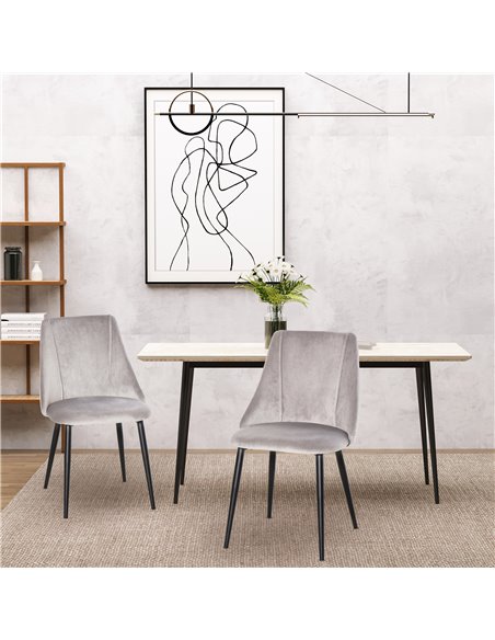 HOMCOM Dining Chairs Set of 2, Modern Upholstered Velvet-Touch Fabric Accent High Back Chairs with Metal Legs, Grey 835-380V71LG - pic 69011 | FastDaddyshop