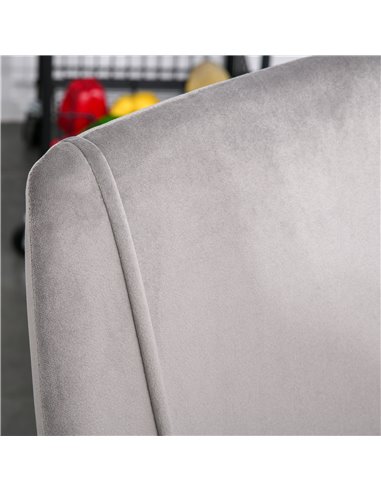 HOMCOM Dining Chairs Set of 2, Modern Upholstered Velvet-Touch Fabric Accent High Back Chairs with Metal Legs, Grey 835-380V71LG