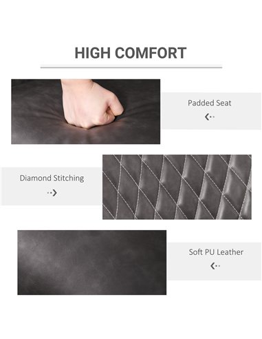 HOMCOM Retro Dining Chair Set of 4, PU Leather Upholstered Side Chairs for Kitchen Living Room with Metal Legs, Grey 835-P080