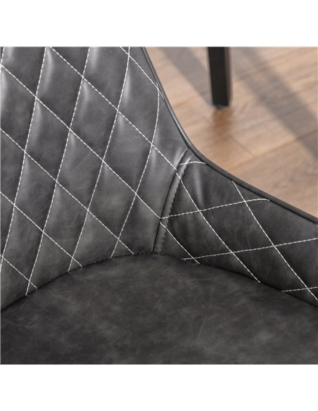 HOMCOM Retro Dining Chair Set of 4, PU Leather Upholstered Side Chairs for Kitchen Living Room with Metal Legs, Grey 835-P080 - pic 69034 | FastDaddyshop
