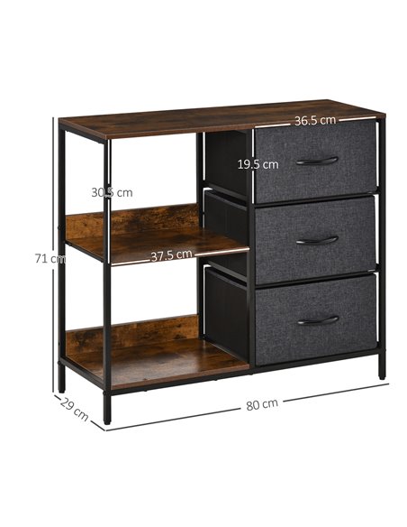 HOMCOM Chest of Drawers Storage  Dresser Cabinet Organizer with 3 Fabric Drawers and 2 Display Shelves for Living Room, Bedroom, - pic 6905 | FastDaddyshop