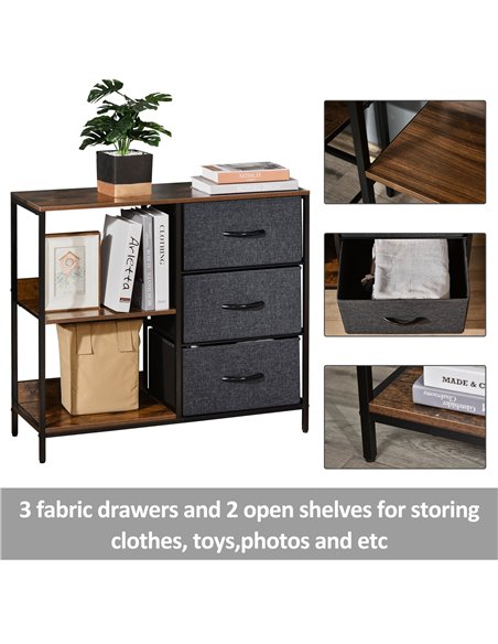HOMCOM Chest of Drawers Storage  Dresser Cabinet Organizer with 3 Fabric Drawers and 2 Display Shelves for Living Room, Bedroom, - pic 6906 | FastDaddyshop
