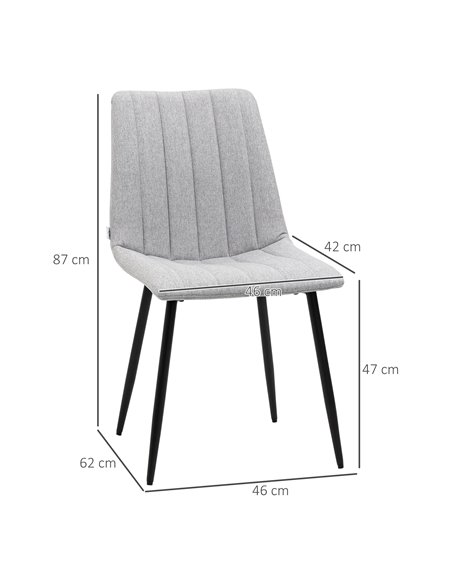 HOMCOM Grey Dining Chairs of 2, Modern Kitchen Chairs with Linen-touch Upholstery and Steel Legs for Living Room, Bedroom, Grey  - pic 69066 | FastDaddyshop