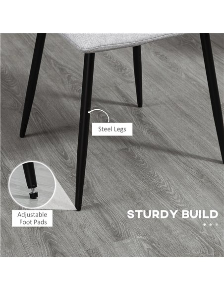 HOMCOM Grey Dining Chairs of 2, Modern Kitchen Chairs with Linen-touch Upholstery and Steel Legs for Living Room, Bedroom, Grey  - pic 69069 | FastDaddyshop