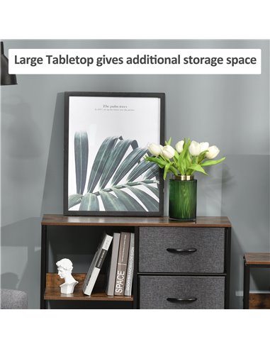 HOMCOM Chest of Drawers Storage  Dresser Cabinet Organizer with 3 Fabric Drawers and 2 Display Shelves for Living Room, Bedroom,