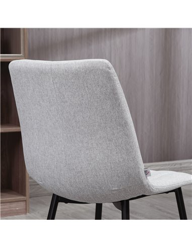 HOMCOM Grey Dining Chairs of 2, Modern Kitchen Chairs with Linen-touch Upholstery and Steel Legs for Living Room, Bedroom, Grey 