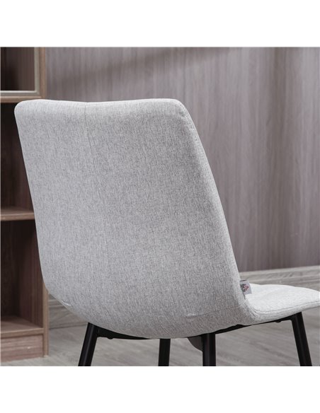 HOMCOM Grey Dining Chairs of 2, Modern Kitchen Chairs with Linen-touch Upholstery and Steel Legs for Living Room, Bedroom, Grey  - pic 69071 | FastDaddyshop