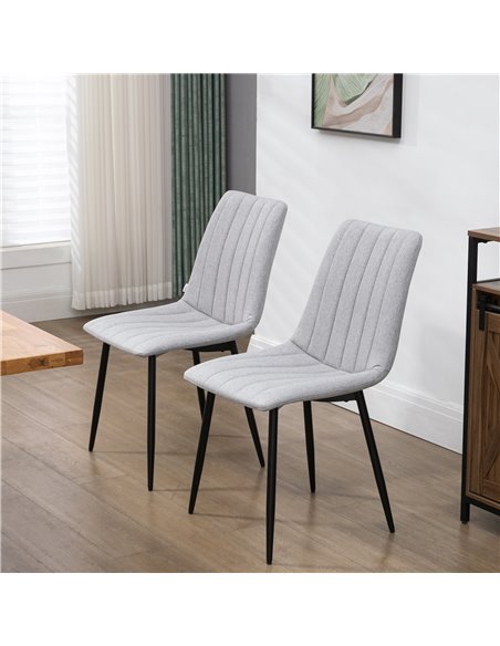 HOMCOM Grey Dining Chairs of 2, Modern Kitchen Chairs with Linen-touch Upholstery and Steel Legs for Living Room, Bedroom, Grey  - pic 69072 | FastDaddyshop