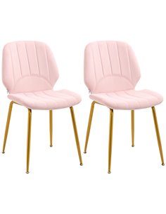 HOMCOM Velvet Dining Chairs Set of 2, 2 Piece Dining Room Chairs with Backrest, Padded Seat and Steel Legs, Pink 83A-020V70PK